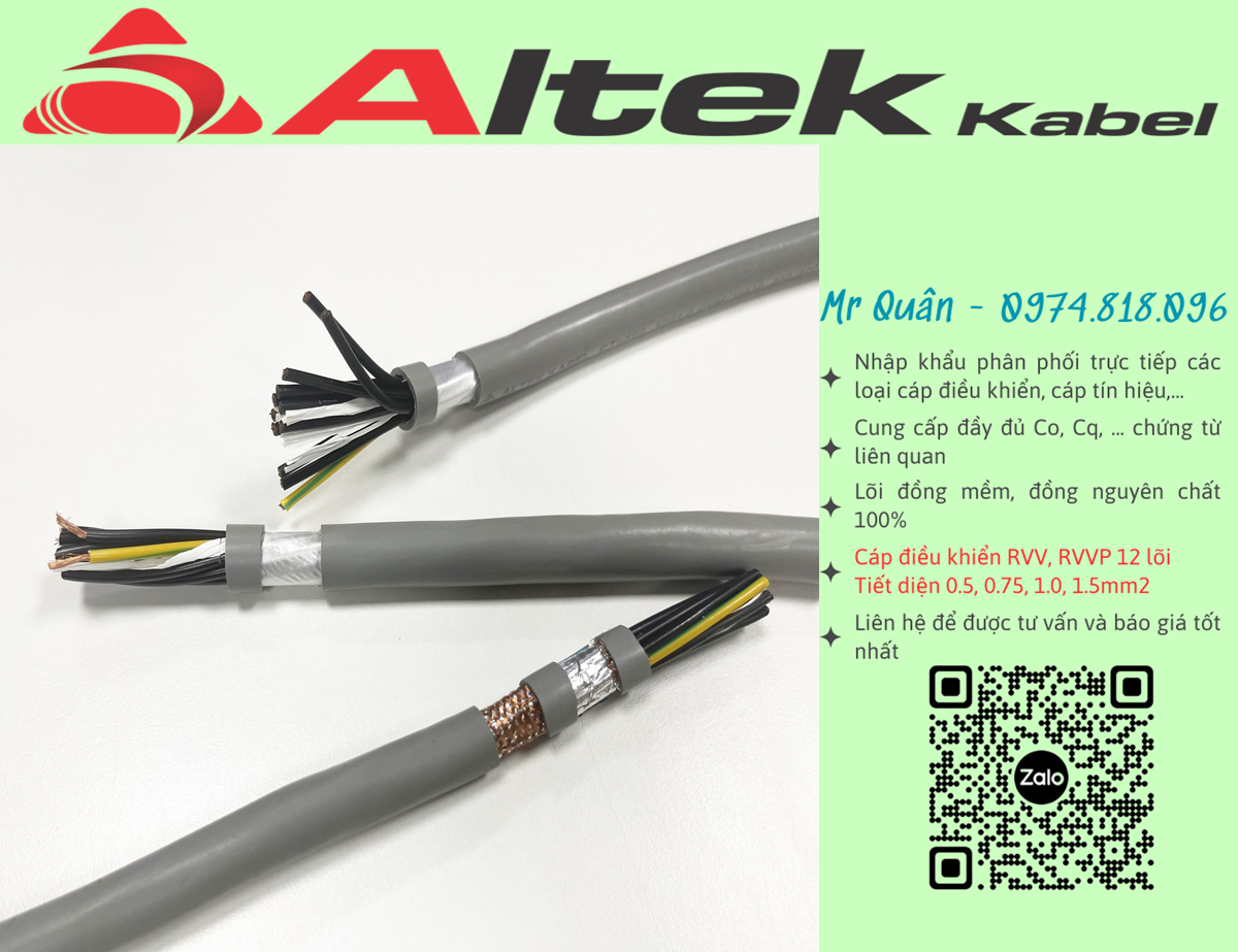 Altek Kabel: Cáp điều khiển 12x0.5, 12x0.75, 12x1.0, 12x1.5